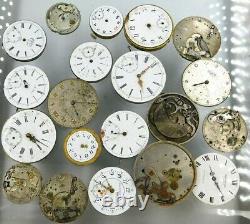 20 Swiss Pocket watch movement lot for parts lot c977