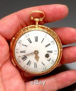 22k Gold Repoussee Leroy Pocket Watch With Rare Cylinder Conversion Movement