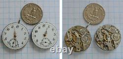 28-lot Swiss POCKET WATCH MOVEMENTS parts repair 29 to 43mm (16s) Longines Ebro