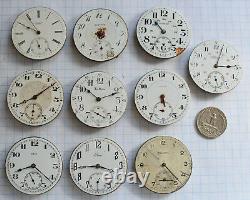 28-lot Swiss POCKET WATCH MOVEMENTS parts repair 29 to 43mm (16s) Longines Ebro