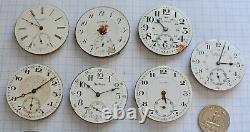 28-lot Swiss POCKET WATCH MOVEMENTS parts repair 29 to 43mm (16s) Longines Ebro