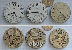 28-lot Swiss POCKET WATCH MOVEMENTS parts repair 29 to 43mm (16s) Longines Ebro