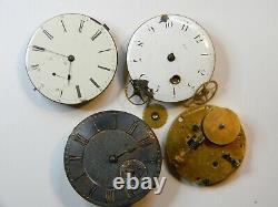 3 English Verge Fusee Pocket Watch Movement Lot Johnson Mccabe Cairns Parts