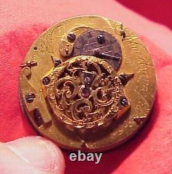 33mm MARCHAND FILS NO 6969 PARIS VERGE FUSEE POCKET WATCH MOVEMENT GOLD HANDS