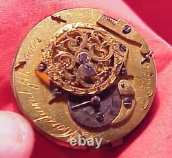 33mm MARCHAND FILS NO 6969 PARIS VERGE FUSEE POCKET WATCH MOVEMENT GOLD HANDS