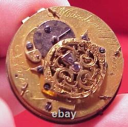 33mm MARCHAND FILS NO 6969 PARIS VERGE FUSEE POCKET WATCH MOVEMENT GOLD HANDS