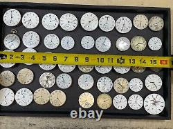 45 Vintage Pocket Watch Movements Elgin Waltham Illinois Etc. Several Working