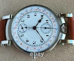 45mm Wristwatch with Vintage Pocket Watch Movement Omega Chronograph Marriage