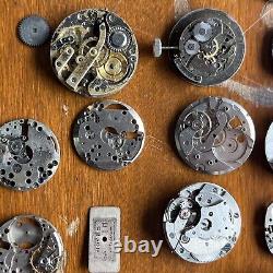 68 Pc Lot Watch & Pocket Watch Movement Parts Lot Antique Watch Movement 1940's