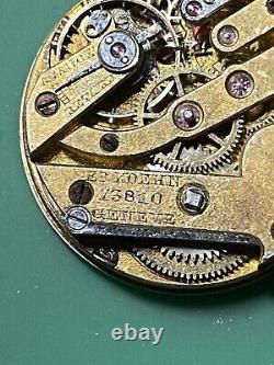 8/0s Ed Koehn Geneve Early Fancy Dial Pocket Watch Movement