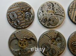 9 Vintage Hamilton 910 912 916 917 Pocket Watch Movement Lot Part Or Repair