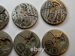 9 Vintage Hamilton 910 912 916 917 Pocket Watch Movement Lot Part Or Repair