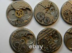 9 Vintage Hamilton 910 912 916 917 Pocket Watch Movement Lot Part Or Repair