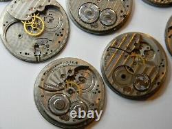 9 Vintage Hamilton 910 912 916 917 Pocket Watch Movement Lot Part Or Repair