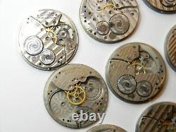 9 Vintage Hamilton 910 912 916 917 Pocket Watch Movement Lot Part Or Repair