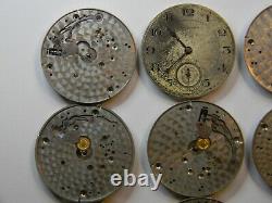 9 Vintage Hamilton 910 912 916 917 Pocket Watch Movement Lot Part Or Repair