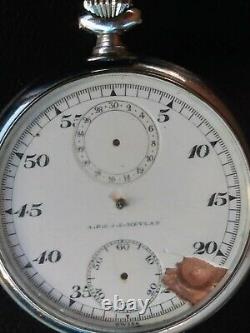 A. R. & J. E. Meylan Pocket Watch Stopwatch 7 j. Chronograph Movement 2 Counters
