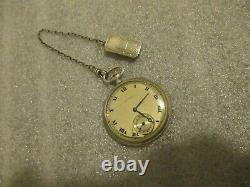 ANTIQUE 1917 HOWARD 17J POCKET WATCH 12s SERIES 7 HINGED MOVEMENT+FOB-RUNS GREAT