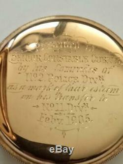 ANTIQUE 9ct GOLD WALTHAM POCKET WATCH-1905 NSW POLICE PRESENTATION INSCRIPTION