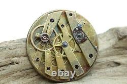 ANTIQUE SWISS POCKET WATCH MOVEMENT with SILVER ENGRAVED DIAL KEY DRIVE (B3L2)