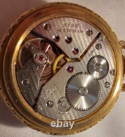 Alsta Star Watch Co Pocket Watch Goldtone Case 17 Jewels Full Sz Movement1960-70