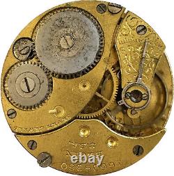 Antique 0 Size Elgin Mechanical Hunter Pocket Watch Movement w Fancy Gilt Dial