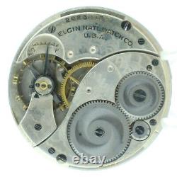 Antique 12 Size Elgin Hunter Pocket Watch Movement Grade 301 w Fancy Gilt Dial