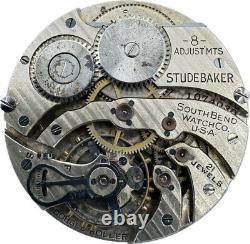 Antique 12 Size South Bend Studebaker 21 Jewel Mechanical Pocket Watch Movement