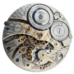 Antique 12s 1921 Illinois Two Tone 17 Jewel Pocket Watch Movement 405 USA