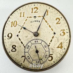 Antique 12s 1921 Illinois Two Tone 17 Jewel Pocket Watch Movement 405 USA