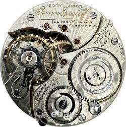 Antique 16 Size Illinois Type III 60 Hour Bunn Special Pocket Watch Movement