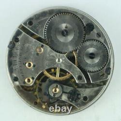 Antique 16 Size Waltham Pocket Watch Movement Grade 620 w Gold Gilt Dial Runs
