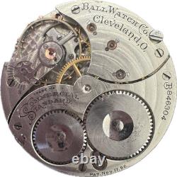 Antique 16s 1900 Ball 15 Jewel Pocket Watch Movement Commercial Standard USA