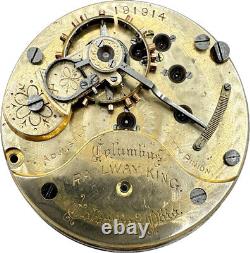 Antique 18 Size Columbus Railway King Two Tone Hunter Pocket Watch Movement