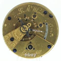 Antique 18 Size Elgin G. M. Wheeler Key Wind Pocket Watch Movement Grade 57