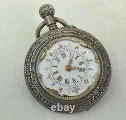 Antique 1800's Silver P&M Guivre Ladies Pendant Pocket Watch Swiss Movement