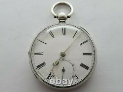 Antique 1855 London Solid Silver Fusee Pocket Watch Quality Movement Rare