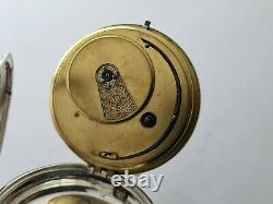Antique 1855 London Solid Silver Fusee Pocket Watch Quality Movement Rare