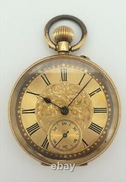 Antique 18CT Hallmarked Gold Ladies Fob Watch Swiss Movement 40.74G 35mm