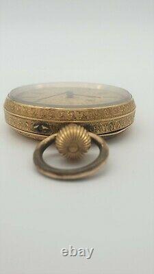 Antique 18CT Hallmarked Gold Ladies Fob Watch Swiss Movement 40.74G 35mm