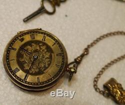 Antique 18K Pocket Watch-Swiss Movement-Key Wind withKey & Fob-F. R. S. Trademark