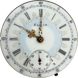 Antique 18S Elgin Blue Fancy Gilt Dial Hunter Pocket Watch Movement 309 USA