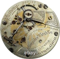 Antique 18S Hampden Two Tone Mechanical Pocket Watch Movement Railway Special