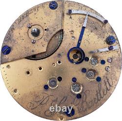 Antique 18Size 1866 Waltham P. S. Bartlett 11Jewel Key Wind Pocket Watch Movement
