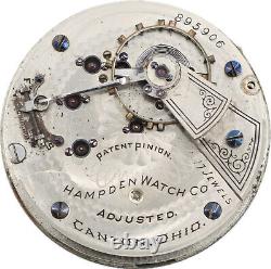Antique 18s Hampden Multicolor 17 Jewel Mechanical Pocket Watch Movement 81