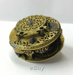 Antique 18th Century Peter Stockton Verge Pocket Watch Movement 4cm In Diameter