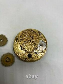 Antique 18th Century Square Pillar Verge Fusee Movement for Parts