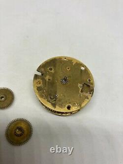 Antique 18th Century Square Pillar Verge Fusee Movement for Parts