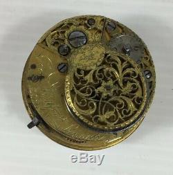 Antique 18thC Verge Fusee Pocket Watch Movement George Mitford London Untested