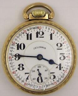 Antique 1918 Illinois 19j Bunn RR Grade Pocket Watch size 16s in Keystone Case